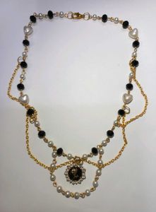 Beautiful Handmade Golden Black and White Necklace