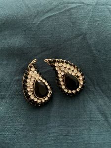 Paisley Rhinestone Clip-On Earrings