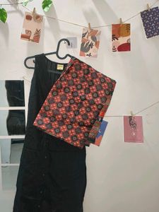Elegant Black Kurti with Printed Dupatta