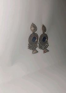 Boho Silver Tone Mirror Jhumka Earrings