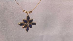 Blue Flower Pendant Necklace