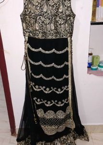 Elegant Black Ethnic Sleeveless Gown