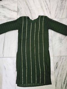 Olive Green Embellished Kurti