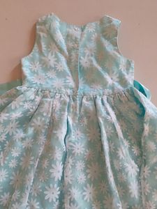 Beautiful Cyan Floral Kids Frock