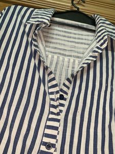 Blue Strip Tunic  Above Knee Length