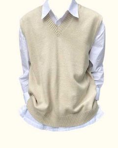 old money Beige Knit Sweater Vest