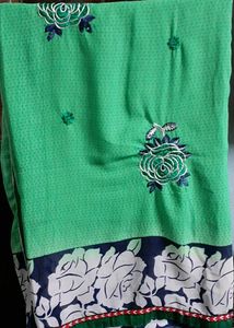Floral Green saree with embroidery