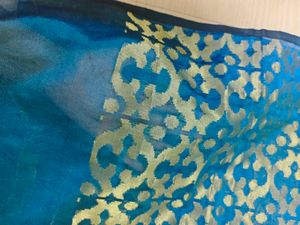Blue Zari Chanderi Silk Saree+ Blouse Piece