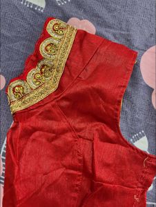 Red &amp; Gold Embellished Blouse