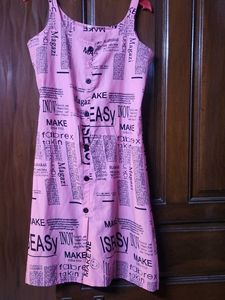 Pink Newspaper Print Dress