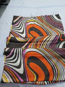 Retro Swirl Print Satin Fabric