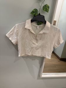 h&m white cropped shirt