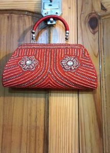 Red Beaded Clutch