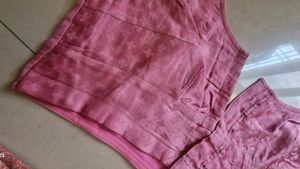 Pink Reshami Saree With Blouse