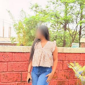 Striped V-Neck Flutter Sleeve Top