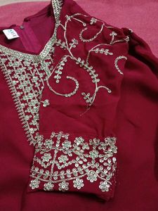 Elegant Maroon Embroidered Salwar Kameez