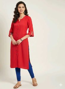 Red Embroidered Kurta