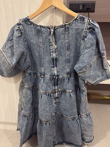 Denim Tiered Mini Dress