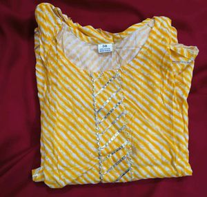 Rajasthani Yellow Lehriya Striped Kurta