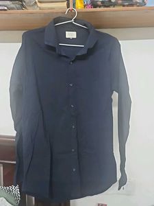 Navy Blue Casual Button-Down Shirt