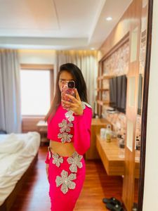 Amazing Viral Pink Rhinestone Co-ord Set