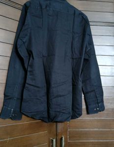 Marks &amp; Spencer Men Black Slimfit Cotton Shirt