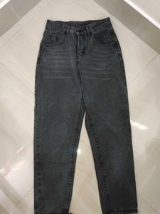 Washed Black Denim Baggy Jeans