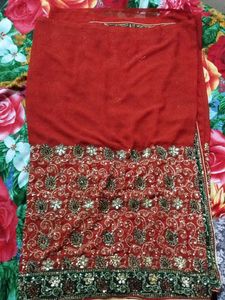 Elegant Red Embroidered Saree