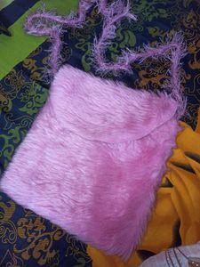 Handmade Pink Furry Sling Bag