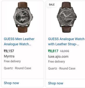 Guess Men Leather Analogue Watch