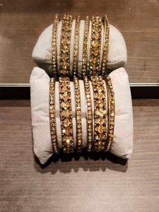 Golden Rhinestone Bangles - Set of 6