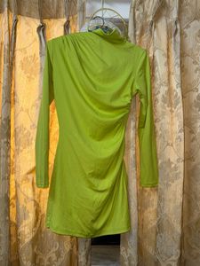 Turtle Neck Ruched Mini Dress