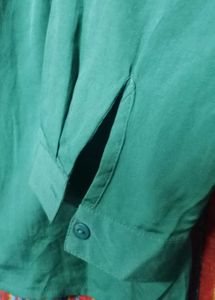 Shiny Dark Green Mini Dress top For Office Girls