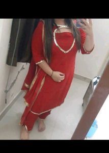 Red Georget Kurtiee Pant