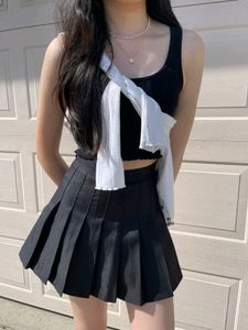 Pintresty Pleated Black Skirt With Attached Skorts