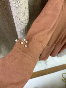 Elegant Knit Dress with Pearl Details