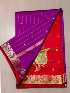 Elegant Purple & Red Saree