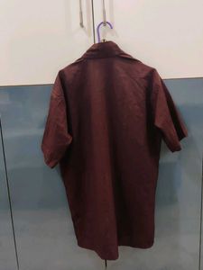 Maroon Mandarin Collar Shirt
