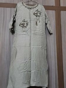 Embroidered Grey Kurti