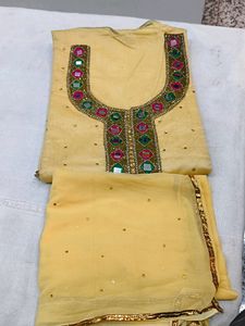 Unstitched Handwork Ladies Suit With Dupatta