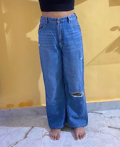 Bershka Blue Torn Jeans