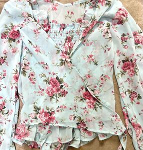 Floral Wrap Top
