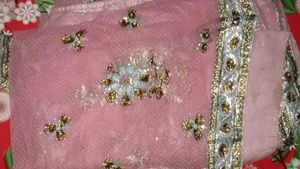 Pink Net Saree