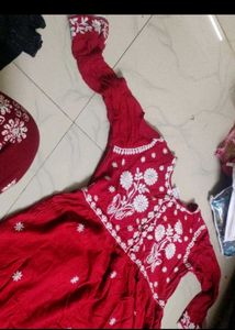 Red Embroidered Kurta Set