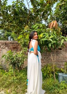 Backless Embodari Blue Kurti