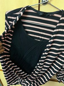 Black And Mustard Colour Casual Top