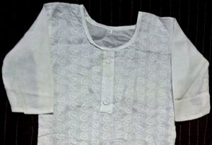 White ThreadWork Cotton Kurthi