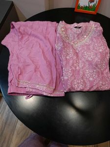 Elegant Pink Printed Kurti Set🌷