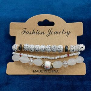 White Beaded Bracelet Set