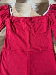 Button Cocktail Red Dress